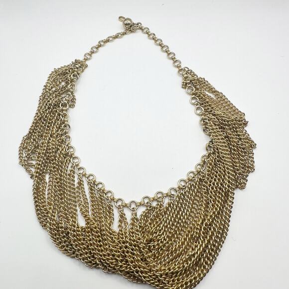 Chunky Multi Chain Gold tone Costume Jewelry retro Egyptian Choker Necklace - Picture 1 of 6